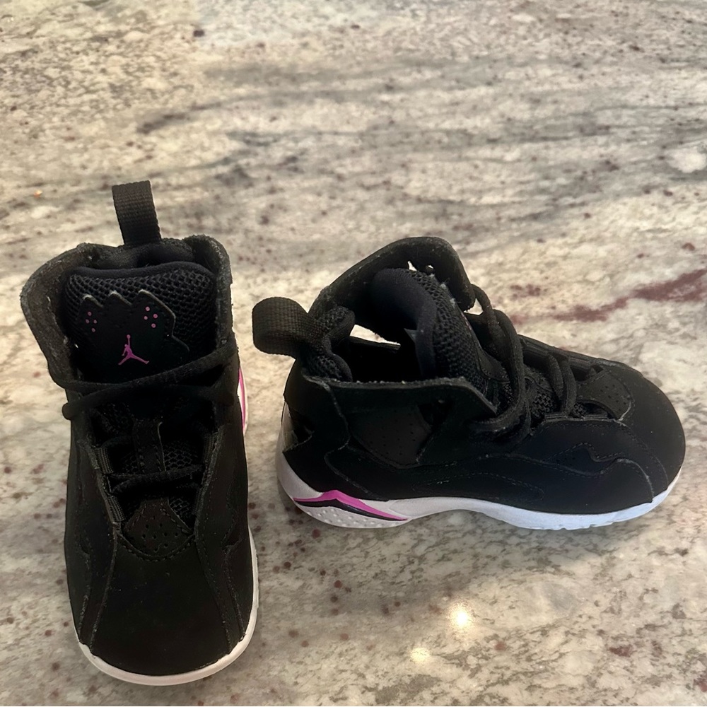 Nike Air Jordan True Flight 645071-001 Black/Pink/White Toddler Kids Shoes 6C